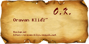 Oravan Klió névjegykártya